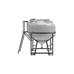 Емкость ЦКТ 3000 л с патрубком 110мм с фланцем под плотность до 1,5 г/см3 белая в обрешетке с лестницей